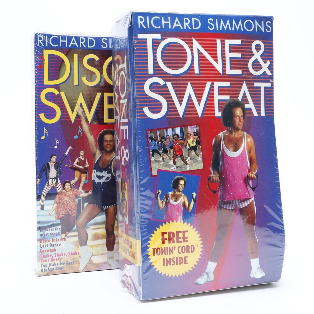 Lot of 2 Sealed '90s RICHARD SIMMONS Exercise VHS Tapes w/Accessories